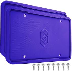 img 4 attached to 🔵 Premium Blue Silicone License Plate Frame Covers 2 Pack - Front and Back Car Plate Bracket Holders. Resistant to Rust, Noise, and Harsh Weather.