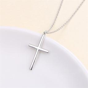 img 1 attached to 💖 Handmade Dainty Choker for Women and Girls: Layered Love Heart and Cross Pendant Necklace in Sterling Silver Jewelry