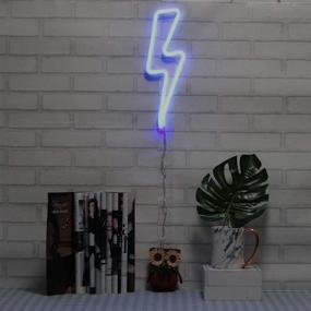 img 1 attached to ⚡ Mesmerizing Neon Lightning Bolt Wall Art for Living Room, Man Cave, and Games Room Decor - Battery and USB Powered LED Night Light (NELNBB)