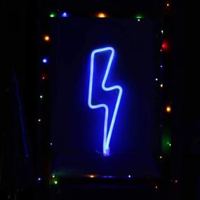 img 4 attached to ⚡ Mesmerizing Neon Lightning Bolt Wall Art for Living Room, Man Cave, and Games Room Decor - Battery and USB Powered LED Night Light (NELNBB)