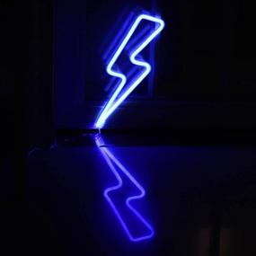 img 3 attached to ⚡ Mesmerizing Neon Lightning Bolt Wall Art for Living Room, Man Cave, and Games Room Decor - Battery and USB Powered LED Night Light (NELNBB)