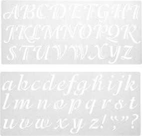 img 2 attached to Darice 121724 Calligraphy Font Stencil - Upper and Lower Case Alphabet | 2-Inch | 2 Count | Original Version