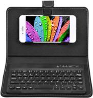 📱 cuifati 2-in-1 bluetooth keyboard and case - stylish folio stand cover with detachable 3.0 bluetooth keyboard - compatible with 4.5"-6.8" android, windows, and ios phones (black) logo