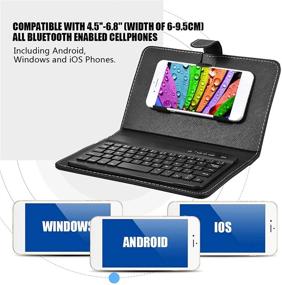 img 3 attached to 📱 Cuifati 2-in-1 Bluetooth Keyboard and Case - Stylish Folio Stand Cover with Detachable 3.0 Bluetooth Keyboard - Compatible with 4.5"-6.8" Android, Windows, and iOS Phones (Black)