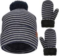 🧣 stay warm with toddler winter beanie mittens stripe: essential boys' accessories for cold weather logo