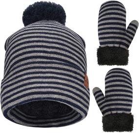 img 4 attached to 🧣 Stay Warm with Toddler Winter Beanie Mittens Stripe: Essential Boys' Accessories for Cold Weather