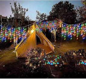 img 1 attached to 🎄 Janchs 304 LED Solar Christmas Lights: Multicolored Outdoor Icicle Lights for Xmas Tree, Waterproof and 8 Modes, Solar Powered String Lights for Patio, Yard, Garden, Wedding, Party, House Eaves, Roof Decorations