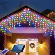 🎄 janchs 304 led solar christmas lights: multicolored outdoor icicle lights for xmas tree, waterproof and 8 modes, solar powered string lights for patio, yard, garden, wedding, party, house eaves, roof decorations logo