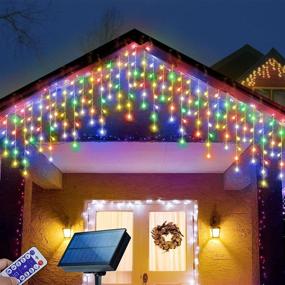 img 4 attached to 🎄 Janchs 304 LED Solar Christmas Lights: Multicolored Outdoor Icicle Lights for Xmas Tree, Waterproof and 8 Modes, Solar Powered String Lights for Patio, Yard, Garden, Wedding, Party, House Eaves, Roof Decorations