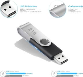 img 2 attached to Ultra High Speed 2TB USB 3.0 Flash Drive: Portable Metal Thumb Drive with Rotated Design - 100Mb/s Read and Write Speeds