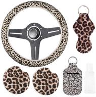 5pcs leopard steering wheel cover for women car wheel accessories with 1pc leopard steering wheel cover logo