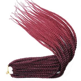 img 4 attached to 6 пачек на 3X Box Braid Crochet волосы для наращивания - диаметр 1 см, 20 прядей/пачку, тонкие синтетические косички - доступны в длинах 14/18/24/30 дюймов и цвете T1B/BUG