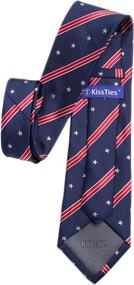 img 2 attached to KissTies Patriotic Necktie Stars Stripes Men's Accessories