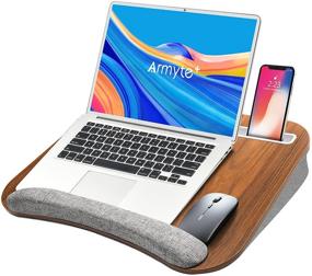img 4 attached to 🛋️ Portable Lap Desk with Cushioned Laptop and Writing Surface, Computer Tray Stand Lapdesk Pillow Table with Wrist Rest for Bed Sofa Couch Car