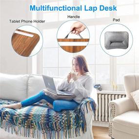 img 3 attached to 🛋️ Portable Lap Desk with Cushioned Laptop and Writing Surface, Computer Tray Stand Lapdesk Pillow Table with Wrist Rest for Bed Sofa Couch Car