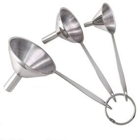 img 4 attached to 👍 Durable 3-in-1 Metal Funnels Set for Easy Transfer of Essential Oils, Liquids, and Dry Ingredients - Stainless Steel Kitchen Funnels - Dishwasher Safe