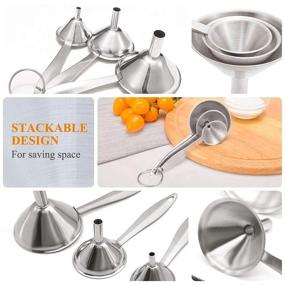 img 2 attached to 👍 Durable 3-in-1 Metal Funnels Set for Easy Transfer of Essential Oils, Liquids, and Dry Ingredients - Stainless Steel Kitchen Funnels - Dishwasher Safe