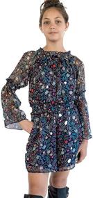 img 4 attached to Chic Printed Shoulder Sleeves: Girls' Clothing for Stylish Jumpsuits & Rompers