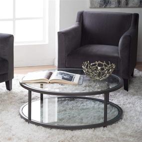 img 3 attached to ☕️ Contemporary Studio Designs Home Camber Round Glass Coffee Table - Stylish Living Room Centerpiece, Pewter Finish with Clear Glass - 71003