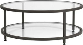 img 2 attached to ☕️ Contemporary Studio Designs Home Camber Round Glass Coffee Table - Stylish Living Room Centerpiece, Pewter Finish with Clear Glass - 71003