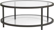 ☕️ contemporary studio designs home camber round glass coffee table - stylish living room centerpiece, pewter finish with clear glass - 71003 logo