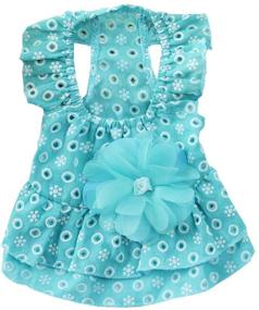 img 4 attached to POPETPOP Dog Summer Dress - Small Dog Girl Dress: Lace Flower Gauze Skirt for Pet Puppy - Size S (Blue)