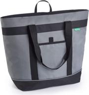 🛍️ gray jumbo insulated cooler bag with high-density thermal foam insulation - premium quality soft cooler for ultimate insulation. ideal as an insulated grocery bag, food delivery bag, travel cooler bag, or beach cooler логотип