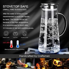 img 1 attached to 🍶 Premium 1.4L High Borosilicate Glass Carafe Set – Stainless Steel Flip-top Lid, Ideal for Hot/Cold Beverages - Juice, Tea, Coffee, Milk, Wine (Pack of 2)