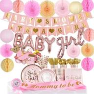 🎀 all in one baby shower decorations for girls - 242-piece party supplies set: it's a girl banners, lanterns, honeycomb balls, paper fans, balloon set, sash, pin, tableware, napkins - complete, easy setup, serves 24 guests - antsik'aby логотип