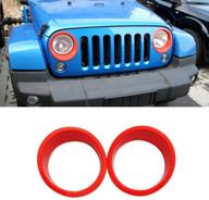 🔴 red rt-tcz headlight cover trim - optimized for jeep wrangler jk & wrangler unlimited jku 2007-2018 unlimited logo