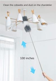 img 1 attached to 🧹 Efficient Microfiber Duster with 100" Extension Pole, Bendable Head & Scratch-Resistant Hat for Cleaning Ceiling Fans, High Ceilings, Blinds, Furniture & Cars