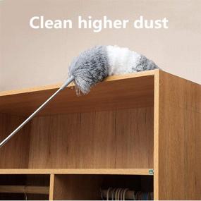 img 2 attached to 🧹 Efficient Microfiber Duster with 100" Extension Pole, Bendable Head & Scratch-Resistant Hat for Cleaning Ceiling Fans, High Ceilings, Blinds, Furniture & Cars