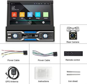 img 2 attached to 🚗 Podofo Android Single Din Touchscreen Car Stereo with GPS, 7 inch Flip Out Radio, Bluetooth, Backup Camera Support, USB, FM Aux-in, WiFi, Mirror Link for iOS/Android Phone