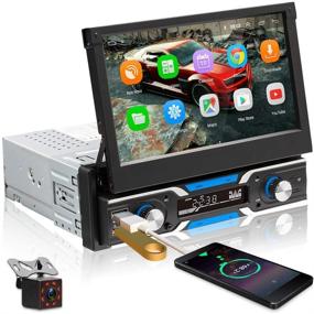 img 4 attached to 🚗 Podofo Android Single Din Touchscreen Car Stereo with GPS, 7 inch Flip Out Radio, Bluetooth, Backup Camera Support, USB, FM Aux-in, WiFi, Mirror Link for iOS/Android Phone