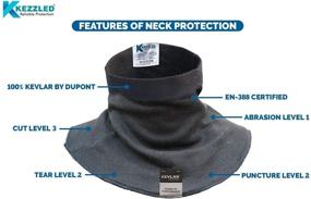 img 2 attached to Enhanced KEZZLED Welding Neck Protector - Cut, Scratch, Heat &amp; Flame 🔥 Resistant, 100% Kevlar by DuPont with UV Sun &amp; Cooling Protection (Medium, Black)