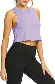 img 2 attached to 👚 Fashionable Mippo Workout Crop Tops: Stylish Flowy Cropped Muscle Tanks for Women's Athletic Shirts