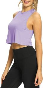 img 1 attached to 👚 Fashionable Mippo Workout Crop Tops: Stylish Flowy Cropped Muscle Tanks for Women's Athletic Shirts