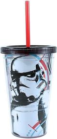 img 1 attached to 🥤 Silver Buffalo Storm Trooper 16 oz Plastic Cold Cup with Ice Cubes - Standard, Black and White