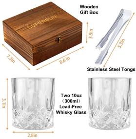 img 2 attached to 🥃 SUPERSUN Whiskey Glass Chilling Stones Gift Set for Men - Includes 2 Scotch Bourbon Glasses, 8 Granite Chilling Rocks, and 2 Coasters - Perfect for Him, Boyfriend, Husband, Father, Valentine's Day, Birthday, and Anniversary