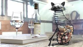 img 3 attached to 🐱 Elegant Metal Cat Wine Cork Holder Barrel - Perfect for Cat and Wine Enthusiasts! Great for Wine Cork Collection