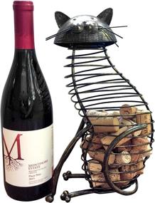 img 2 attached to 🐱 Elegant Metal Cat Wine Cork Holder Barrel - Perfect for Cat and Wine Enthusiasts! Great for Wine Cork Collection