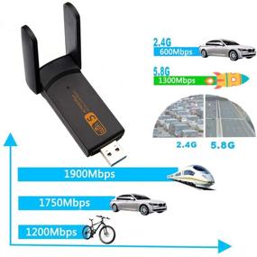 img 3 attached to 📶 XVZ USB WiFi адаптер, 1900Мбит/с Двухдиапазонный 2.4G/5G Беспроводной адаптер, Мини-карта WiFi-сети Донгл для ноутбука/настольного компьютера/ПК, Поддержка Windows 10/8/8.1/7