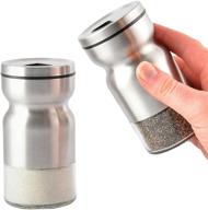 🧂 home ec premium stainless steel salt and pepper shakers set - adjustable pour holes - elegant salt shaker and pepper shaker - ideal for himalayan, sea salts - with collapsible funnel logo