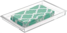 img 2 attached to 🛁 mDesign Clear Plastic Vanity Tray for Bathroom Countertops - Organizer for Jewelry, Accessories, Makeup Brushes, Cosmetics, and Moisturizers - Guest Paper Hand Towel Holder