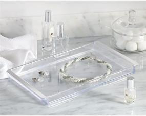 img 3 attached to 🛁 mDesign Clear Plastic Vanity Tray for Bathroom Countertops - Organizer for Jewelry, Accessories, Makeup Brushes, Cosmetics, and Moisturizers - Guest Paper Hand Towel Holder