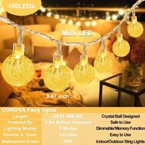 img 2 attached to COHOYA Crystal Globe String Lights: 100 LED 33Ft USB Fairy Lights with 8 Modes for Indoor Outdoor Christmas Wedding Garden Party