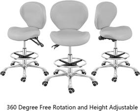 img 3 attached to 🪑 Height Adjustable Drafting Chair by Grace & Grace with Backrest, Footrest - Ideal for Computer, Studio, Workshop, Classroom, Lab, Counter, Home Office - Grey