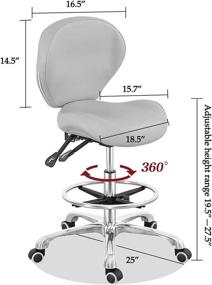 img 1 attached to 🪑 Height Adjustable Drafting Chair by Grace & Grace with Backrest, Footrest - Ideal for Computer, Studio, Workshop, Classroom, Lab, Counter, Home Office - Grey