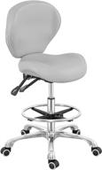 🪑 height adjustable drafting chair by grace & grace with backrest, footrest - ideal for computer, studio, workshop, classroom, lab, counter, home office - grey логотип