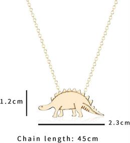 img 2 attached to YOOE Small Dinosaur Pendant Necklace - Gold and Silver Stegosaurus T Rex Necklace for Boys and Girls - Animal Jewelry Birthday Gift